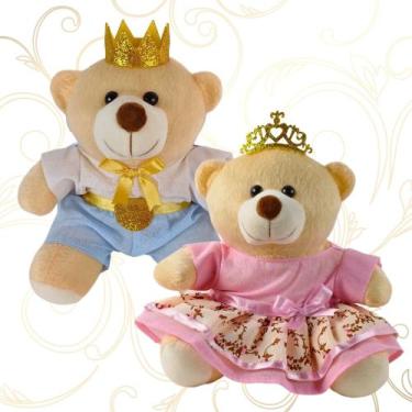 Imagem de Casal Ursinho Pelúcia Príncipe Princesa Realeza Menino Menina Nicho Be