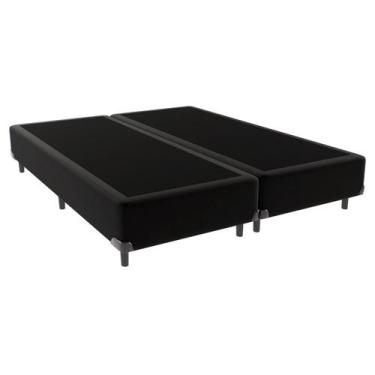 Imagem de Cama Box Casal Bipartida Suede Preto - Total Colchões