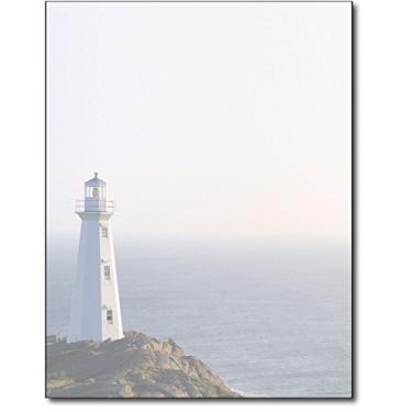 Imagem de Papel de papelaria Lighthouse – 80 folhas – Papel timbrado tranquilo para mensagens, panfletos ou convites