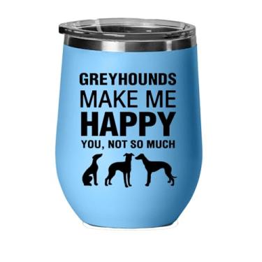 Imagem de Copo de vinho Greyhounds, presente de galgos, copo de vinho de aço inoxidável, presentes para ele, para ela, para meninos, para meninas, aniversário, ideia de presente de Natal (azul claro)