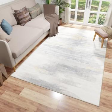 Imagem de Hargiis Tapete de corredor, suporte de TPE antiderrapante, tapete boêmio para corredor, sala de estar, quarto, resistente a manchas e tapete com destaque para animais de estimação (amarelo e cinza,