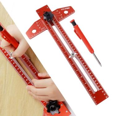Imagem de ZXFUTURE Régua De Marcação De Linha De Escriba Para Marcenaria Zxfuture, Régua De Marcenaria Tipo T De 16 Polegadas, Régua Quadrada Em T Deslizante De Liga De Alumínio Ajustável, Régua De Auxílio Pa