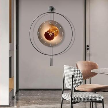 Imagem de Relógio de parede grande para decoração de sala de estar, relógios de parede modernos decorativos operados por bateria, relógio grande silencioso sem tique-taque com pêndulo para quarto, cozinha,