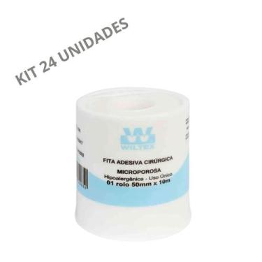Imagem de Kit 24 Fita Microporosa Cirúrgica Branca 5cm X 10m - Wiltex