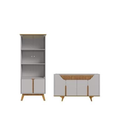 Imagem de Jogo Aparador e Cristaleira Tolbana Cinamomo Off White - Mais de Casa