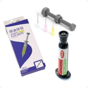 Imagem de Kit Fluxo De Solda Yaxun Yx-328 Seringa 10gr + Embolo Aplicador Metáli