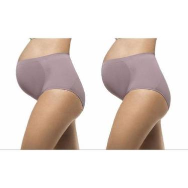 Imagem de Kit C/ 2 Calcinhas Gestante Sem Costura Loba Lupo Tamanho:GCor:Nude, N