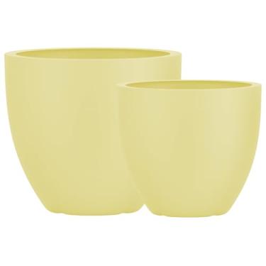 Imagem de Kit 2 Vasos Cachepot Fibra Vidro 57cm E 45cm Plantas Cores (Areia Fosco)