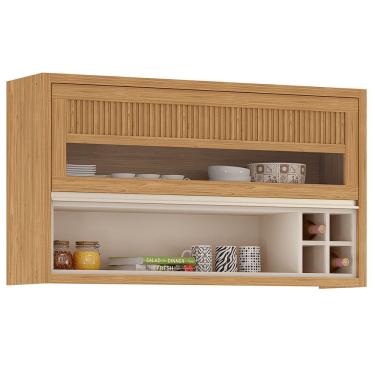 Imagem de Armário Aéreo Lisboa 120cm 1 Porta com Adega Itatiaia Cor Off White