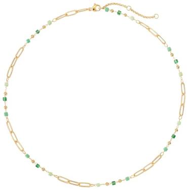 Imagem de BENEIGE Colar gargantilha de ouro, banhado a ouro 14 K, delicada, corrente de borla turquesa, delicada, moda, colar de gargantilha, joia presente para mulheres, Latão, Sem Pedra Preciosa