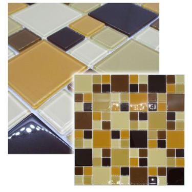 Imagem de Kit 3 Placas De Pastilha De Vidro Para Cozinha Banheiro Piscina Crista