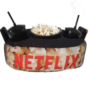 Imagem de Almofada Com Bolso Porta Pipoca Balde + Copos Netflix Pipoca - Maria D