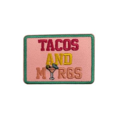 Imagem de LEMEPINZ Tacos and Margs Patch, patch de ferro tamanho 7,6 cm ou costurados para mochilas, jeans, chapéus, roupas, remendos bordados de rabo de cozinha, remendos bordados, remendos cor-de-rosa da