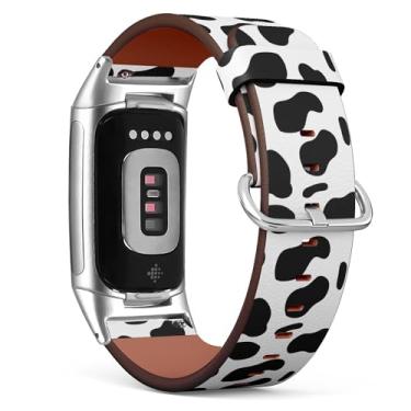 Imagem de Pulseira de couro de substituição para relógio Fitbit Charge 5/Fitbit Charge 6 (vaca) para smartwatch para mulheres e homens