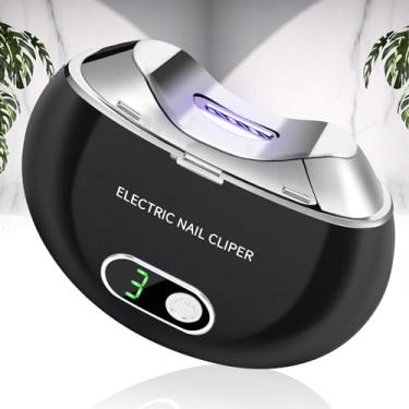 Imagem de Cortador de unhas elétrico automático com 3 níveis de velocidade e armazenamento de clipe de unha, visor digital LCD, aparador elétrico de segurança recarregável por USB, adequado para bebês,