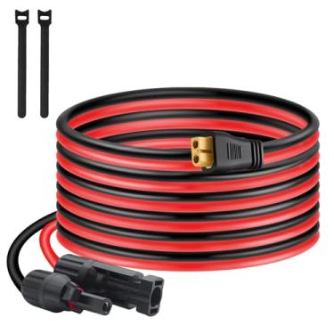 Imagem de MENTBERY Conector XT60, cabo de extensão MC4 para XT60, 3 m, cabo de carregamento XT60, cabo solar para XT60 12AWG para estação de energia portátil de painel solar