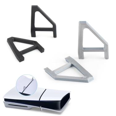 Imagem de YWLRONG 4 peças para PS5 Suporte de console fino, base plana, suporte horizontal compatível com acessórios Sony PlayStation 5 Slim Disc Edition (preto + cinza)