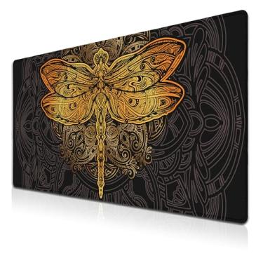 Imagem de Samgula Tapetes de mesa de jogos dourados, mouse pad de mesa extra grande, tapete para mouse, base de borracha antiderrapante à prova d'água com bordas costuradas, 35,4 x 39,9 cm para