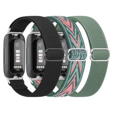 Imagem de Pacote com 3 pulseiras elásticas para Fitbit Inspire 3/Inspire 2/Inspire HR, mulheres e homens, pulseira de substituição para Fitbit Inspire Fitness Tracker (preto + seta verde + verde sálvia)