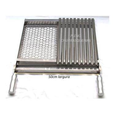Imagem de Grelha Em Inox Mista Moeda E Argentina Churrasco 50cm Larg - Plenitude