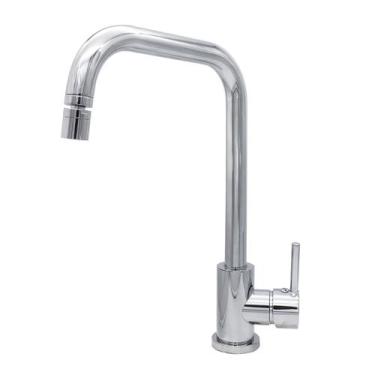 Imagem de Torneira Monocomando Cozinha Articulável Alta Reta Mesa Bancada Quente