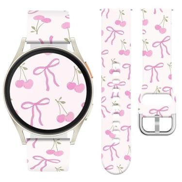Imagem de Watbro Pulseira de relógio Bowknot compatível com Samsung Galaxy Watch 7/FE/6/5/4 com pingentes, pulseira esportiva de silicone macio de 20 mm para relógio inteligente Vivoactive 5/Vivoactive 3