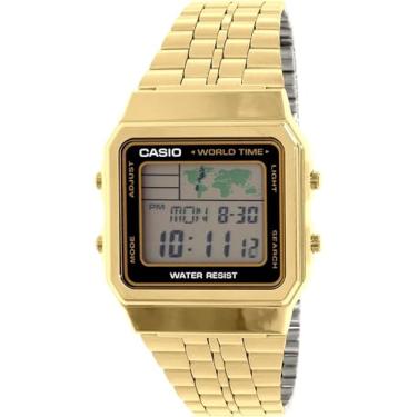 Imagem de Casio Relógio digital masculino A500WGA-1D, coleção vintage, dourado, alarme, cronógrafo, hora mundial, Dourado