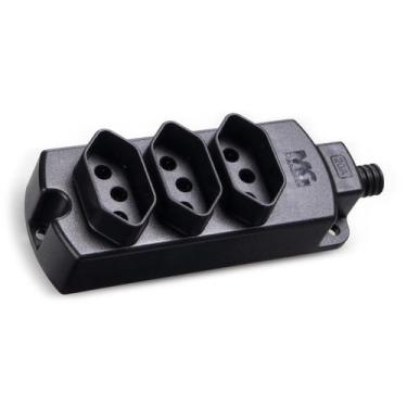 Imagem de Tomada Barra Régua Tripla Preta 2P+T 20A TMU3-320 MarGirius, Preto