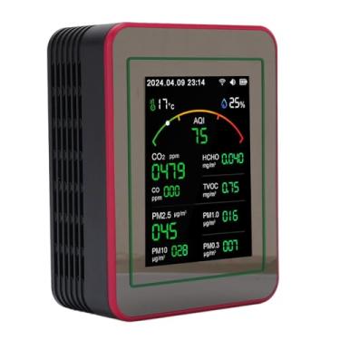 Imagem de Monitor de Qualidade do Ar Interfessional do Ar Interfissional, Testador de Qualidade do Ar Portátil SMART CO2 TVOC HCHO PM2.5 Tempo de Umidade de Temperatura, Medidor de (Abs)