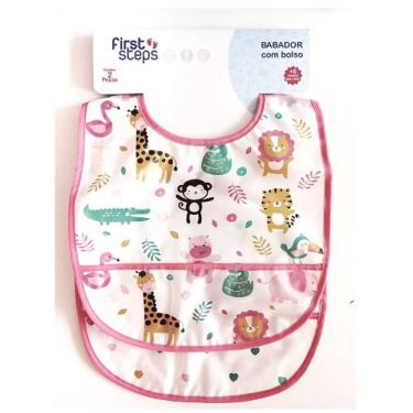 Imagem de Conjunto 2 babadores plástico rosa c/ bolso - First Steps