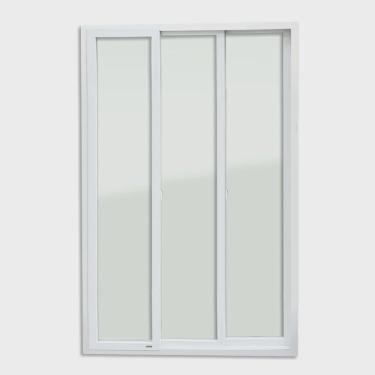 Imagem de Porta de pvc de Correr 210x240cm com 3 Folhas e Vidro Liso Temperado itec Brimak