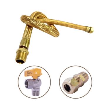 Imagem de Mangueira Gás Encanado 80cm + Registro E Adaptador de Fogão