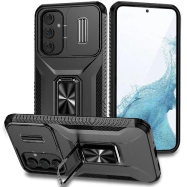Imagem de Capa de celular Armor Shockproof para Samsung Galaxy A15 A05S A25 A35 A55 A54 A34 A14 5G Slide Push Window Proteção de lente Capa traseira, preta, para A55 5G