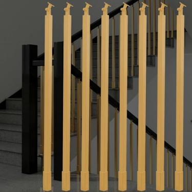 Imagem de LGEOELIAS Kit de montagem de poste de escada dourada, varanda/terraço/villa/loft, conjunto de 1, 3, 5, 7, 8, sistema de corrimão quadrado com suporte superior inclinável