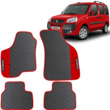Imagem de Lindo jogo tapete carro automotivo vermelho fiat doblo 2002 a 2014 emb