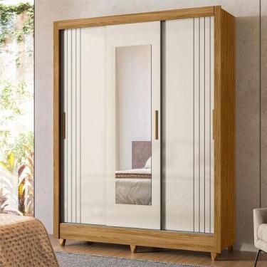 Imagem de Guarda Roupa Casal Ambiente Bolívia 3 Portas Freijó Off White Com Espe