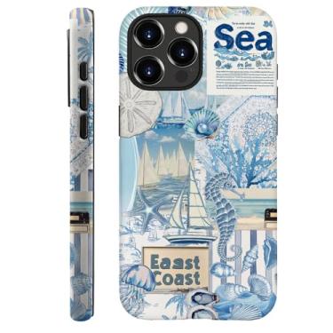 Imagem de Kiritfox Capa compatível com iPhone 16 Pro, capa de telefone híbrida com colagem de tartaruga concha do oceano, capa rígida de 2 camadas, macia à prova de choque para meninas, mulheres, meninos e