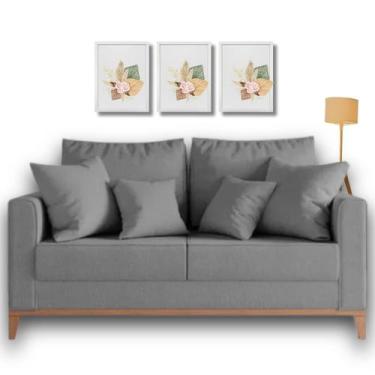 Imagem de Sofá Living Beny 1,40m. Estofado em linho. - Leonardi, Cinza