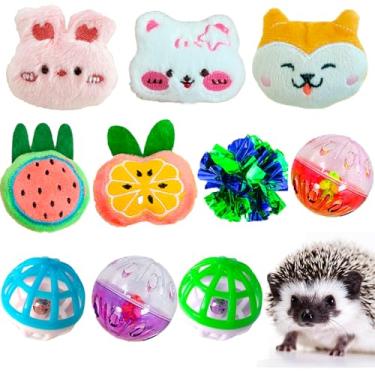 Imagem de Fejapa 10 peças de brinquedos de ouriço para animais de estimação pequenos acessórios para ouriços brinquedos de enriquecimento gaiola bola sino brinquedo de ouriço suprimentos exercícios brinquedo de