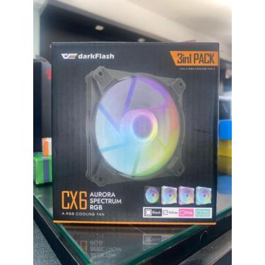 Imagem de Kit ventoinhas aigo darkflash cx6, rgb, 3x120mm, branco, cx6-3in1-wh