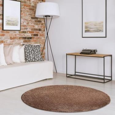 Imagem de Tapete Vip Class Pelo Baixo Antiderrapante - Jolitex - Marrom - 150cm Redondo