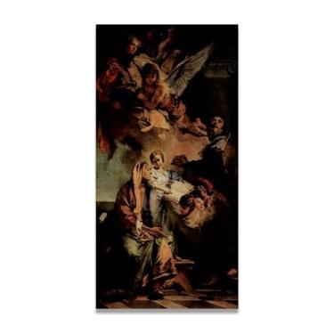Imagem de A Educação da Virgem Giovanni Battista Tiepolo Impressão em tela – Obra-prima rococó barroca, pintura escolar de Veneza, pintura a óleo decorativa para galeria doméstica 70 x 140 cm