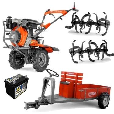 Imagem de Motocultivador Diesel Husqvarna TF545DE e Carreta 4x4 Com Direção