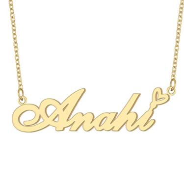 Imagem de Colar com nome personalizado, banhado a ouro 18 quilates, pingente de coração de amor fofo para mulheres e meninas, Metal, aço inoxidável