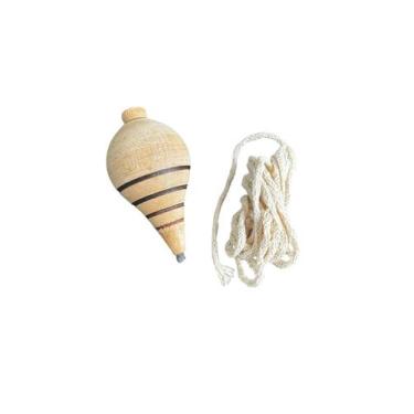 Imagem de Kit 2 Pião De Madeira Artesanal Brinquedo Antigo + Fieira - Genérica