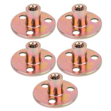 Imagem de 5 peças de porca T porca flange M8 ferro chapeado zinco móveis fixação tee base redonda porca para conexão de fixação (M6)