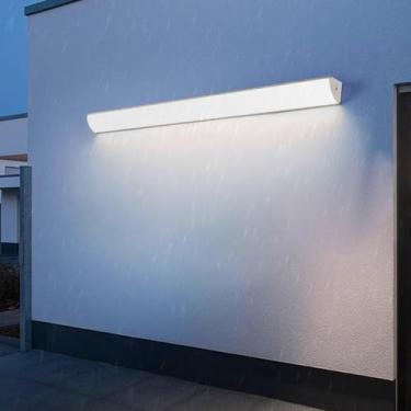 Imagem de Luminária de parede de jardim ao ar livre moderna luzes de parede LED interna/externa IP65 à prova de chuva alumínio acrílico 3000K/4000K/6500K para corredor pátio varanda (luz branca prata, 200 cm)