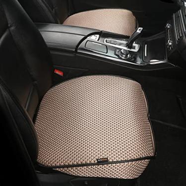 Imagem de Auto Newer 1 par de capas protetoras de assento de carro universal de luxo para partes inferiores do banco dianteiro, compatível com 95% de veículos – Cinza (bege)
