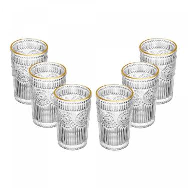 Imagem de Conjunto 6 Copos Altos Vidro Fio Ouro Mandala 380ml Wolff