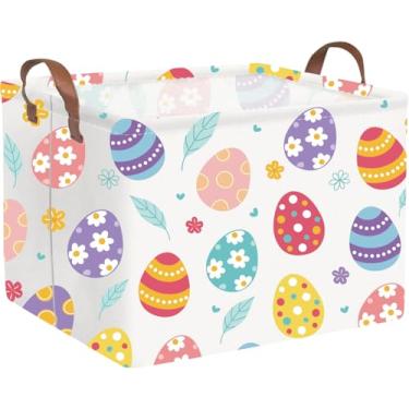 Imagem de FXOCSHE Cesta De Páscoa Retangular Fxolcshe, Presentes Páscoa, Cesto Para Bebês, Armazenamento Brinquedos Infantis A Caixa Lixo Infantil, Organizador Brinquedos, Decoração Quarto Vazio (Ovo Folha)